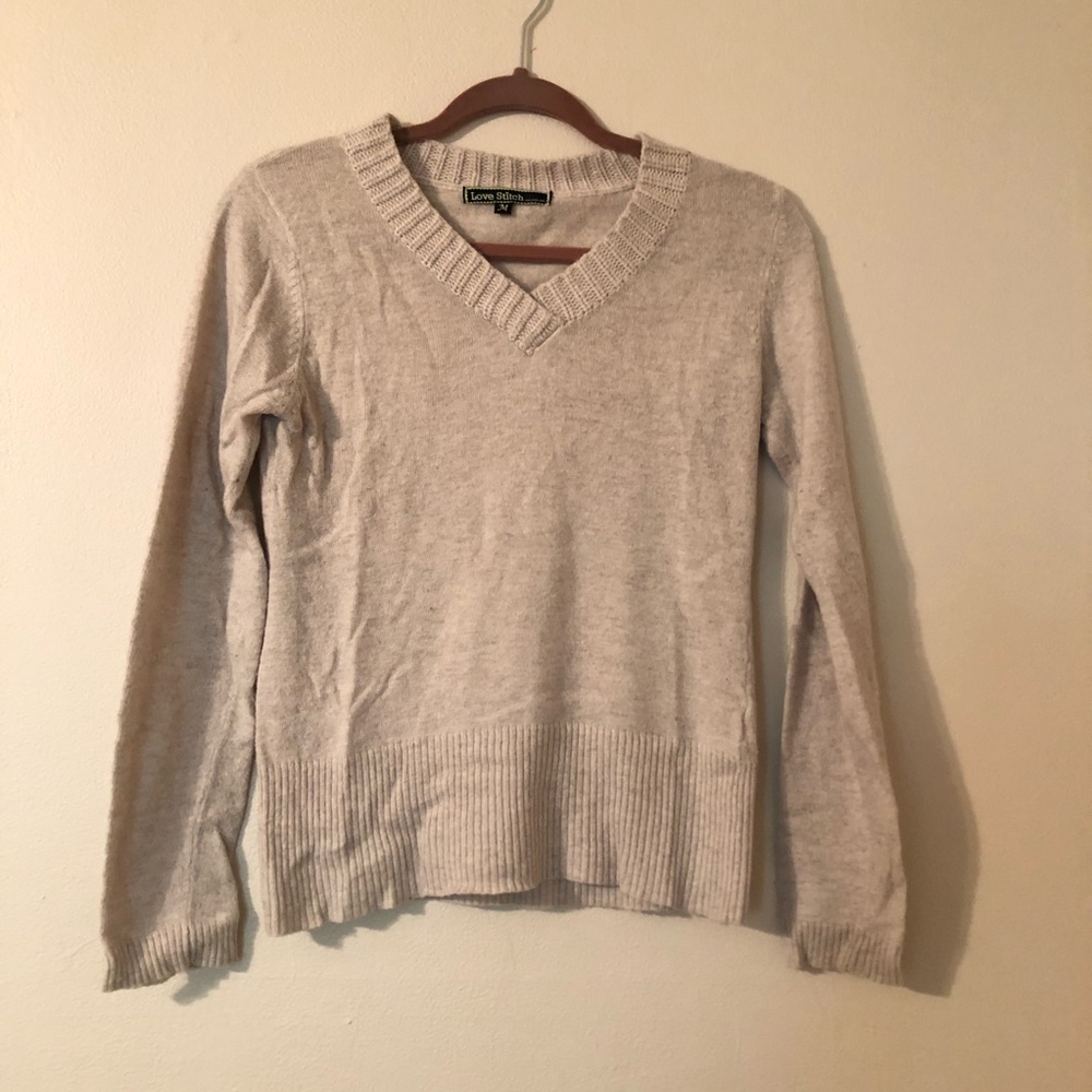 Tan Love Stitch Sweater